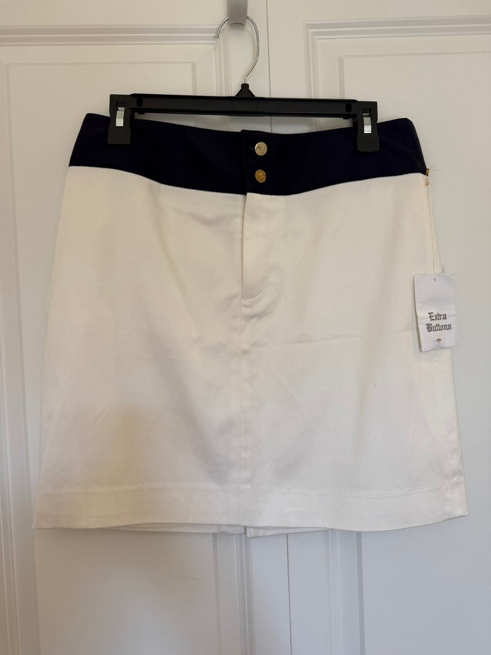Ralph Lauren Golf Skirt Size 8 White Navy Colorblock Cotton, New, Vintage, Prep